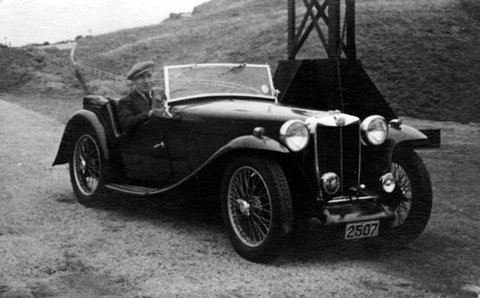 Lindsay in his MG TA, in Kowloon, China 1937